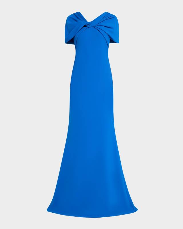 Twist-Front Trumpet Gown